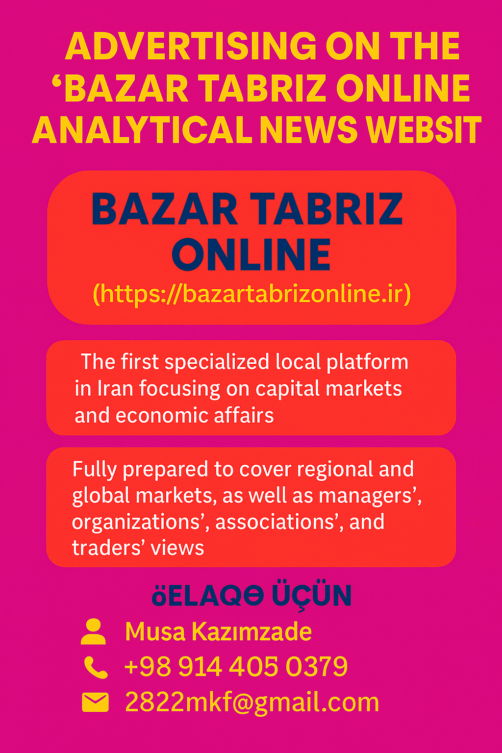 اینفوگرافیک |“Bazar Tabriz Online” Analitik Xəbər Saytında Reklam